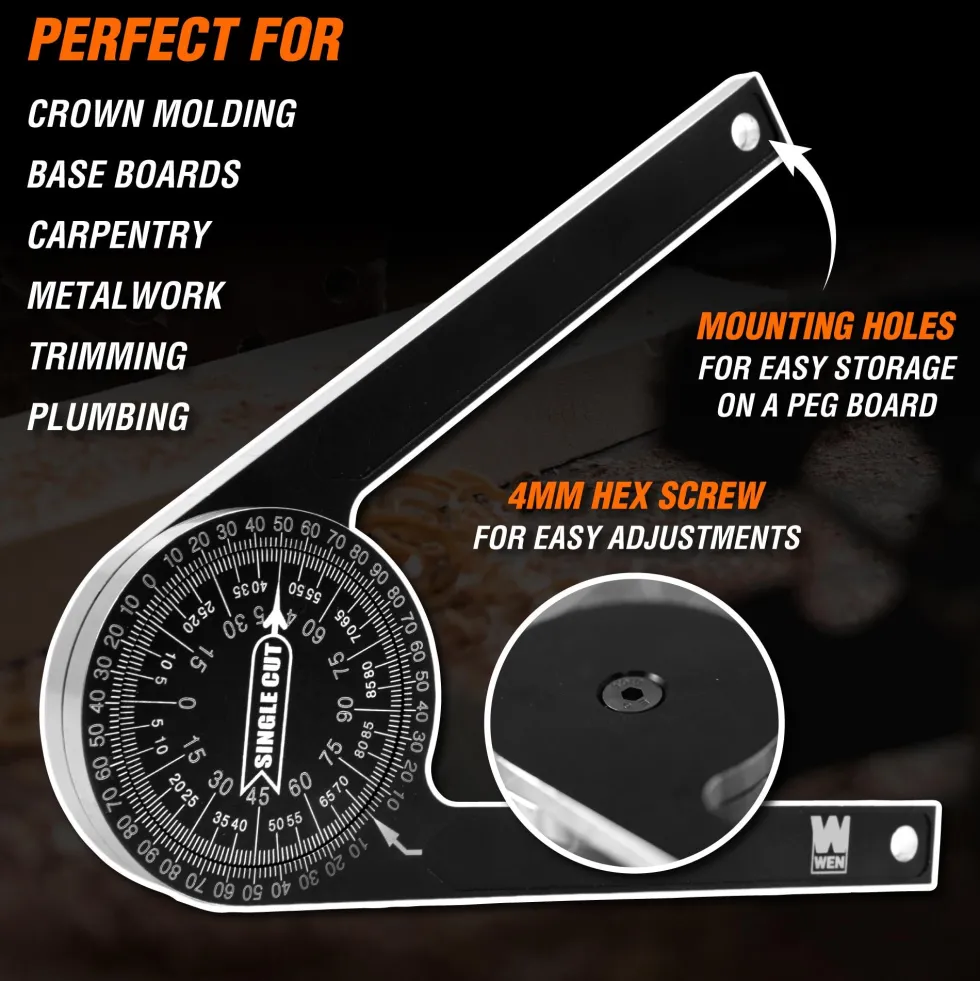 WEN ME175P 7.25-Inch Aluminum Alloy Miter Saw Protractor with Laser-Engraved Scales