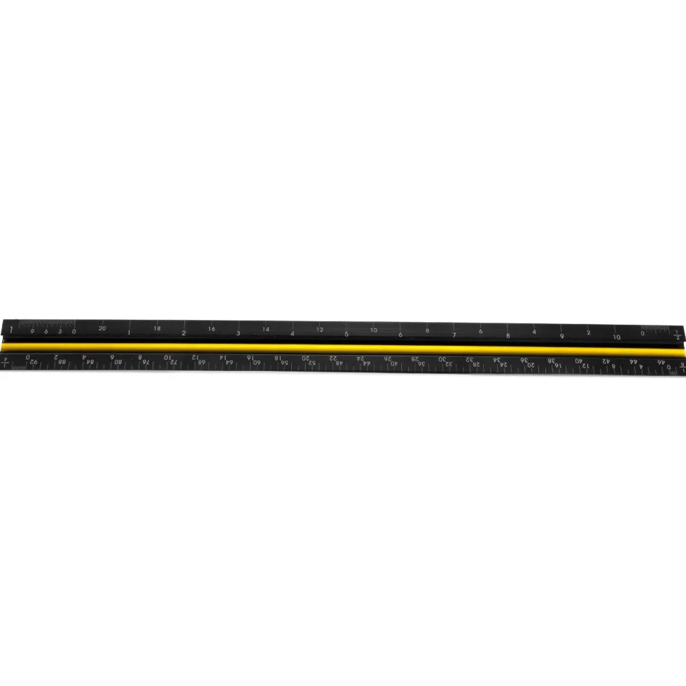 WEN ME333R 12-Inch Aluminum Triangular Architect Ruler with Laser-Etched Imperial Drafting Scales