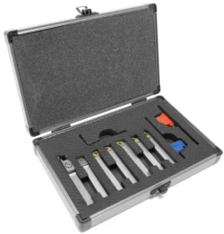 WEN MLA007 Premium 5/16-Inch Nickel-Plated Indexable Carbide-Tipped Metal Lathe Tool Bits, 7-Piece Set with Storage Case
