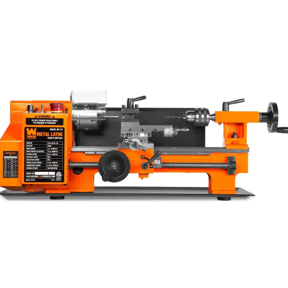 WEN ML712 Variable Speed 7-by 12-Inch Two Direction Benchtop Metal Lathe