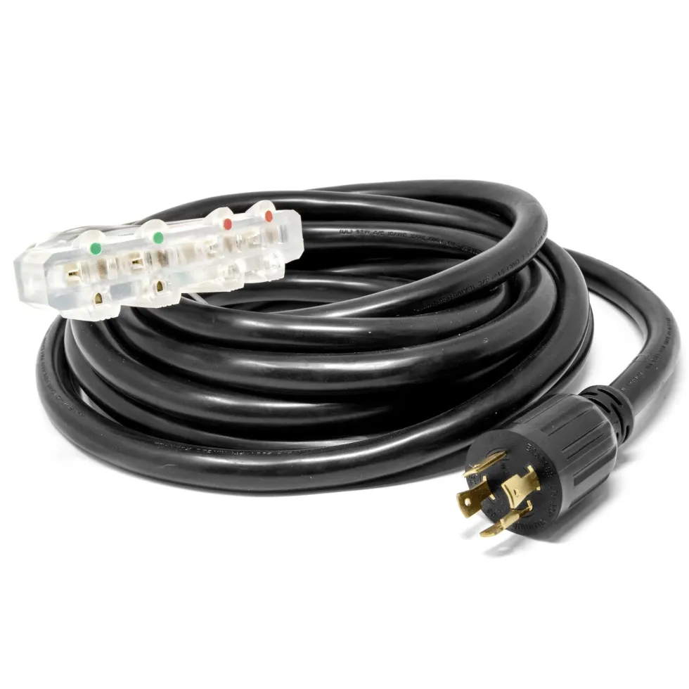 WEN PC2514 25 ft. 30-Amp 10-Gauge STW Fan-Style 10/4 Generator Extension Cord (converts L14-30R to four 5-20R outlets)