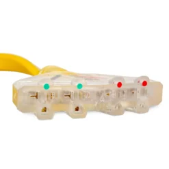 WEN PC1420F 125V/250V 30-Amp 10-Gauge Flattened Under-Door Generator Extension Cord Splitter, 25-Foot (converts L14-30R to four 5-20R outlets)