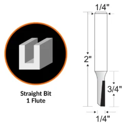 WEN RB003SF 1/4 in. Straight 1-Flute Carbide-Tipped Router Bit with 1/4 in. Shank