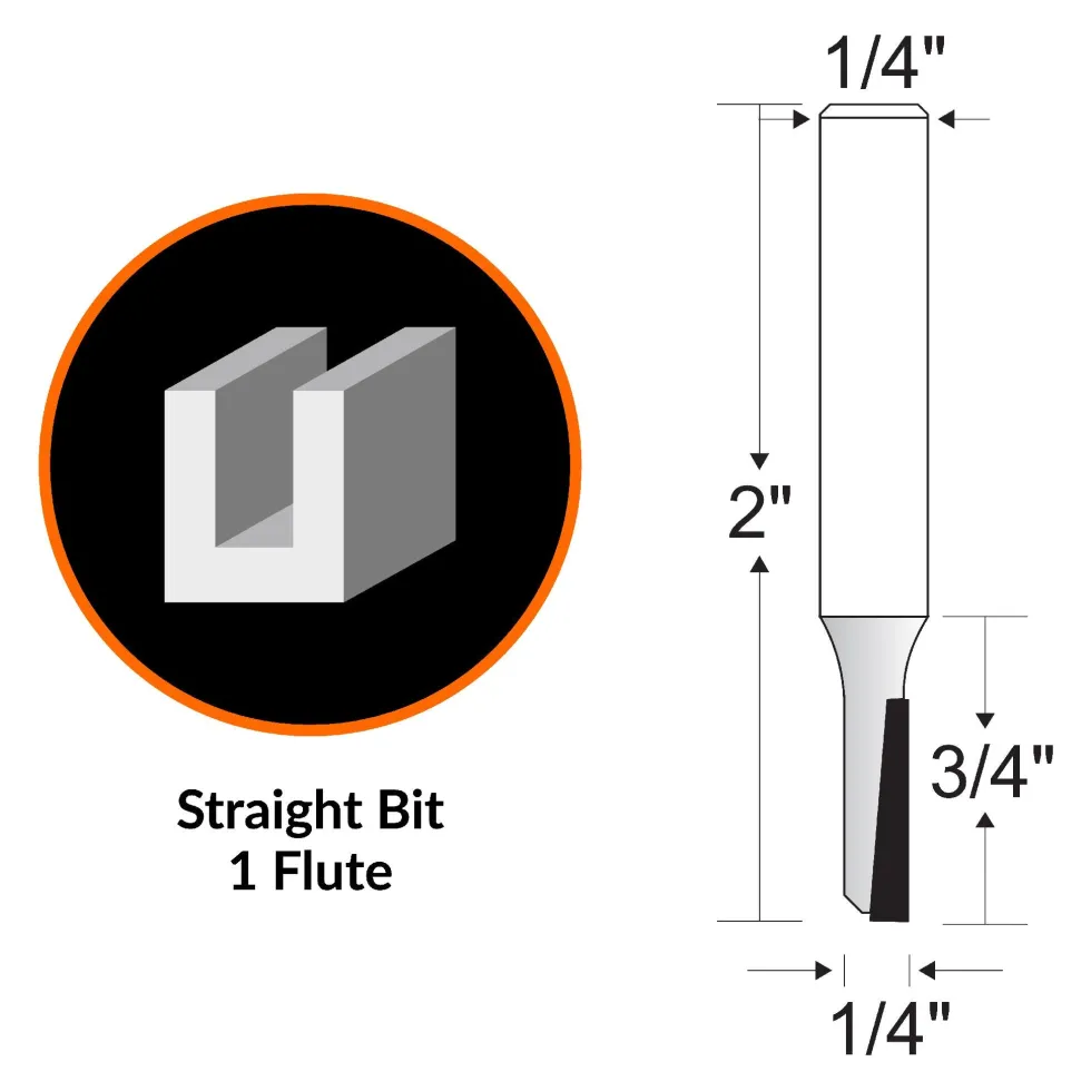 WEN RB003SF 1/4 in. Straight 1-Flute Carbide-Tipped Router Bit with 1/4 in. Shank
