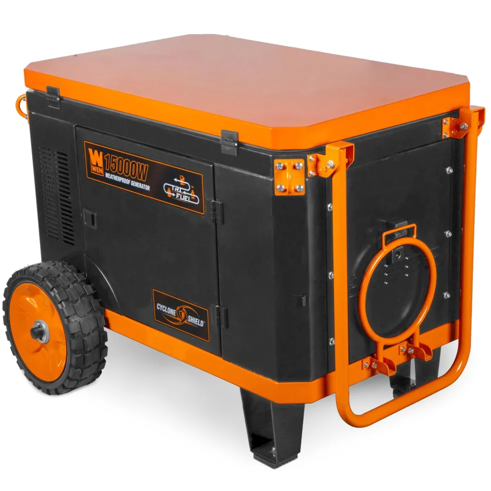 WEN TF1500XR 15,000-Watt Weatherproof Portable Generator for Home Backup, 120V/240V, Tri-Fuel with Cyclone Shield Weatherproofing Technology, 550cc Engine, Remote Electric Start, Wheel Kit, and CO Watchdog, Gas, Propane, and Natural Gas Powered