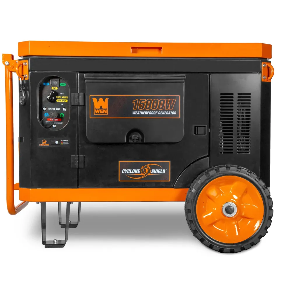 WEN TF1500XR 15,000-Watt Weatherproof Portable Generator for Home Backup, 120V/240V, Tri-Fuel with Cyclone Shield Weatherproofing Technology, 550cc Engine, Remote Electric Start, Wheel Kit, and CO Watchdog, Gas, Propane, and Natural Gas Powered
