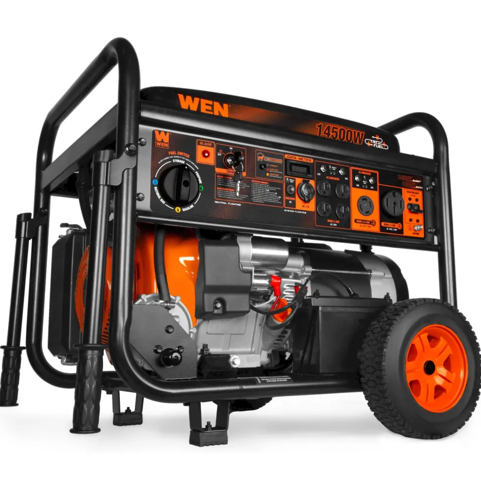 WEN TF1450X 14,500-Watt 120V/240V Tri-Fuel Generator for Gas, Propane, and Natural Gas, Transfer-Switch Ready with Electric Start, Wheel Kit, and CO Watchdog