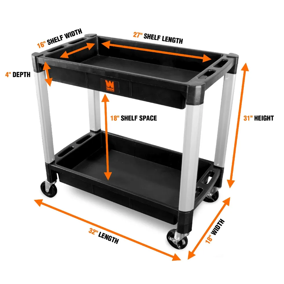 WEN 73162 Two-Tray 300-Pound Capacity Double Decker Service and Utility Cart