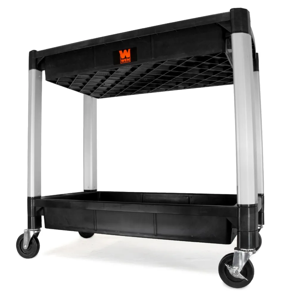 WEN 73162 Two-Tray 300-Pound Capacity Double Decker Service and Utility Cart