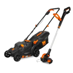 WEN 20VK2MLB 20V Max Cordless 15-Inch Lawn Mower and String Trimmer Combo Kit with 5Ah Battery and Charger