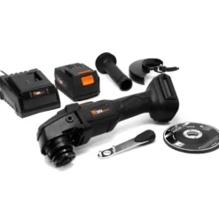 WEN 20944 20V Max Brushless Cordless 4-1/2-Inch Angle Grinder with 4.0Ah Lithium-Ion Battery and Charger