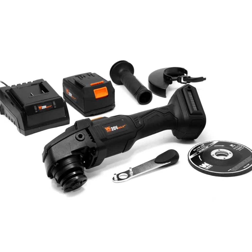 WEN 20944 20V Max Brushless Cordless 4-1/2-Inch Angle Grinder with 4.0Ah Lithium-Ion Battery and Charger