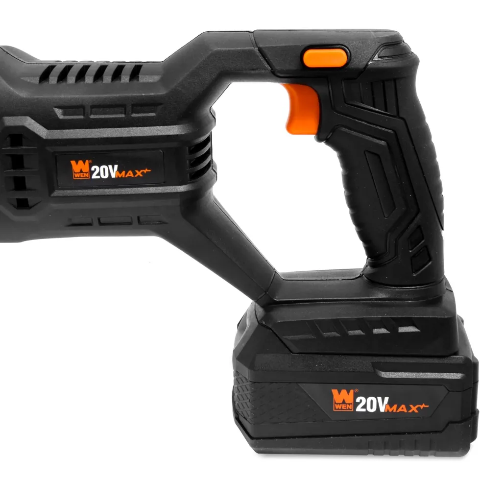 WEN 20630 20V Max Brushless Cordless Reciprocating Saw with 4.0Ah Lithium-Ion Battery and Charger