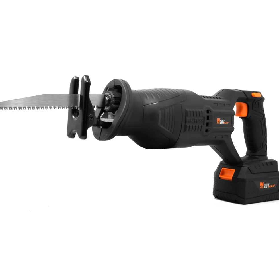 WEN 20630 20V Max Brushless Cordless Reciprocating Saw with 4.0Ah Lithium-Ion Battery and Charger