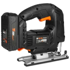 WEN 20670 20V Max Cordless Brushless Auto-Speed Jigsaw with 4.0Ah Lithium Ion Battery and Charger