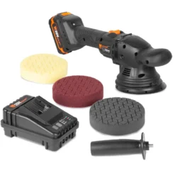WEN 20875 20V Max Cordless 5-Inch Dual Action Polisher and Waxer Kit with 4Ah Battery, Charger, and Polishing Pads