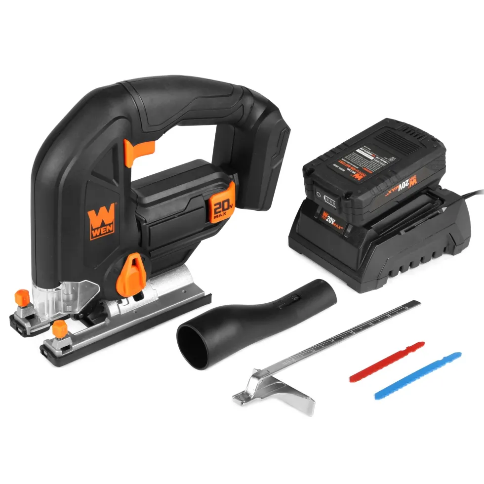 WEN 20661 20V Max Cordless Jigsaw with 2.0 Ah Lithium Ion Battery and Charger