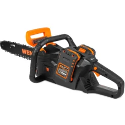 WEN 20754 20V Max 14-Inch Cordless Brushless Chainsaw with Two 4Ah Batteries and Dual Port Charger