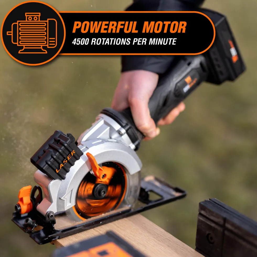 WEN 20604 20V Max 4-1/2-Inch Cordless Mini Circular Saw with 2.0Ah Battery and Charger