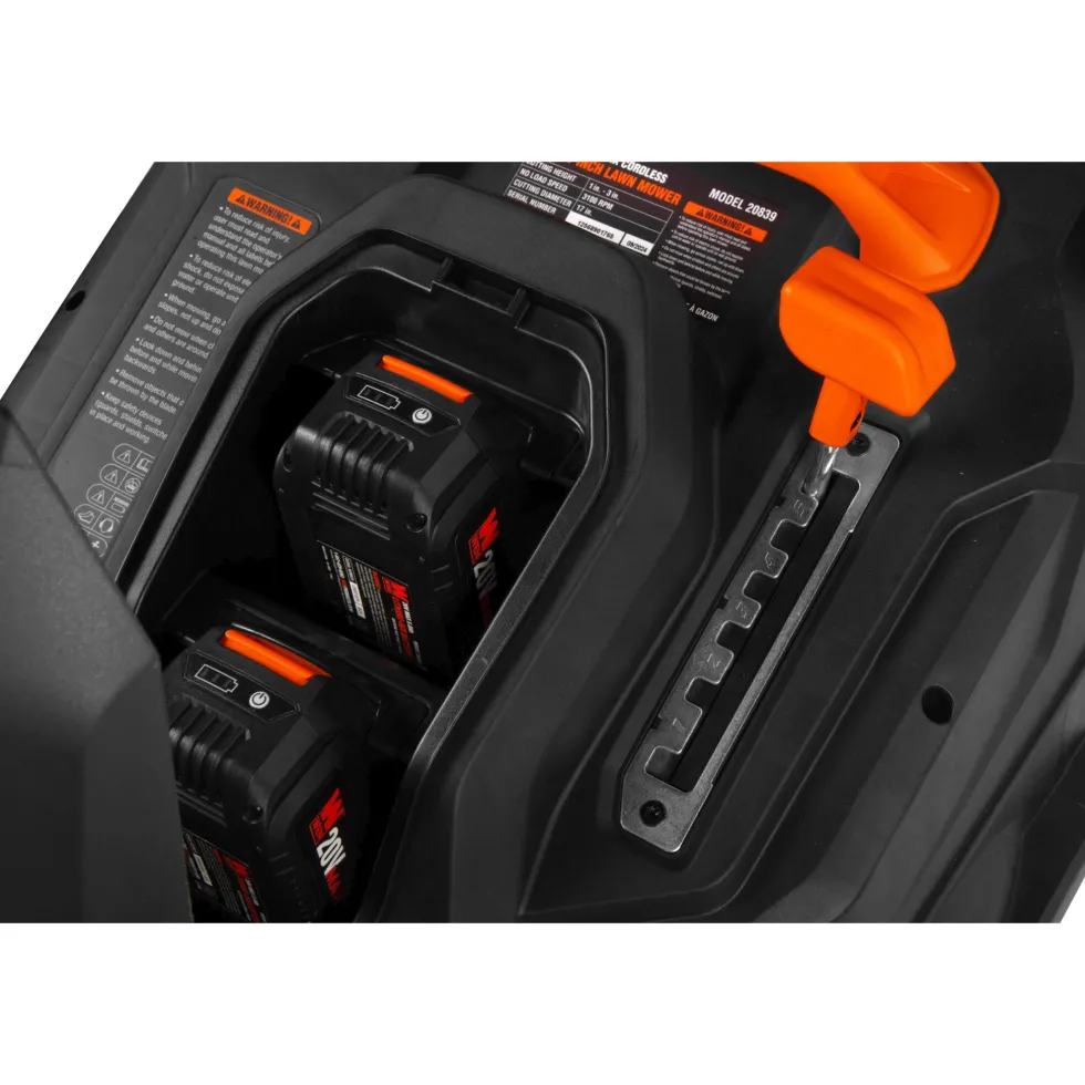 WEN 20839 20V Max 2-in-1 19-Inch Cordless Brushless Lawn Mower and Mulcher with Two 5Ah Batteries and Dual Port Charger