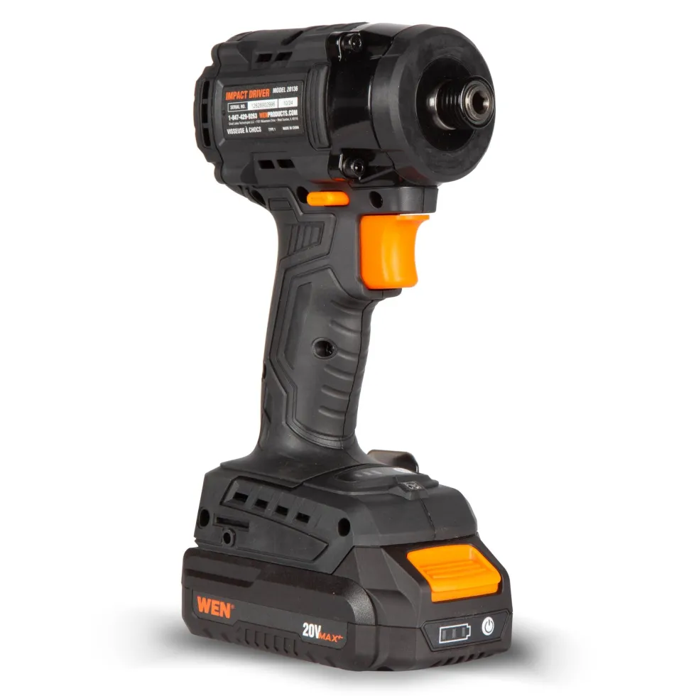 WEN 20136 20V MAX Lithium-Ion 1/4-Inch Brushless Cordless Compact Impact Driver with 2.0 Ah Battery and Charger