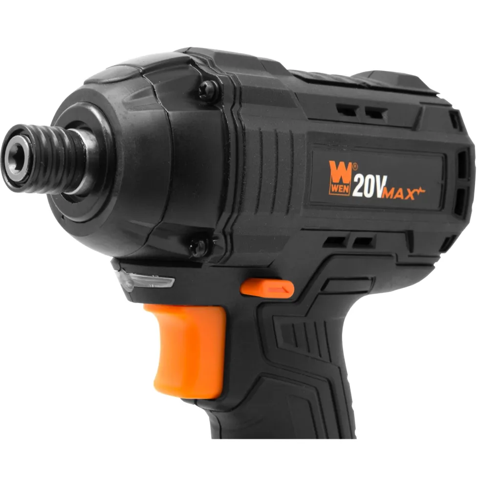 WEN 20135 20V MAX Lithium-Ion 1/4-Inch Brushless Cordless Impact Driver w/ 2.0 Ah Battery and Charger