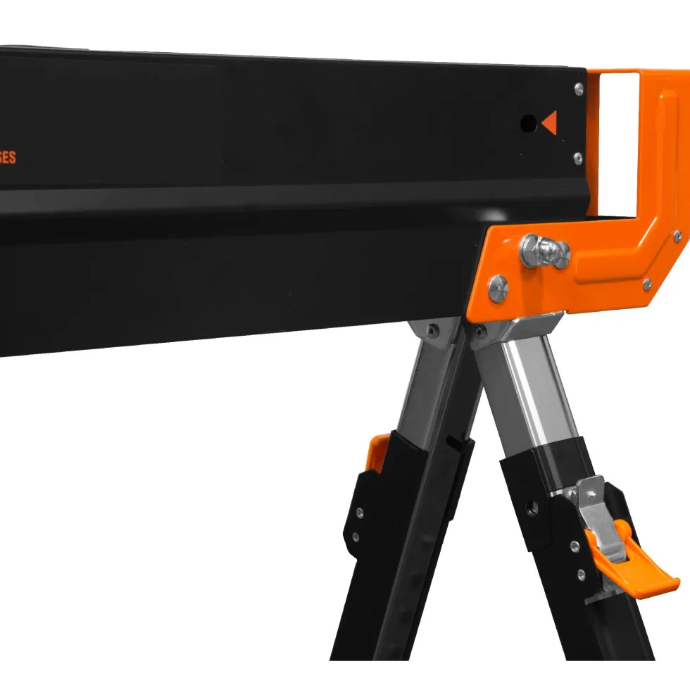 WEN WA1302 1300-Pound Capacity Height Adjustable Folding Steel Saw Horse with 2x4 Support Arms, Two Pack
