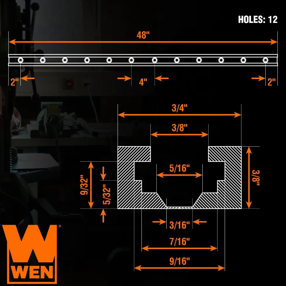 WEN WAT482 48-Inch Universal T-Track, Hold Down Clamps, and Intersection Kit for Woodworking