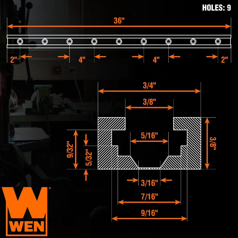 WEN WAT362 36-Inch Universal T-Track, Hold Down Clamps, and Intersection Kit for Woodworking