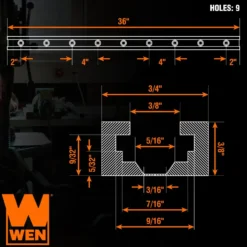 WEN WAT361 36-Inch Universal T-Track and Hold Down Clamps Kit for Woodworking