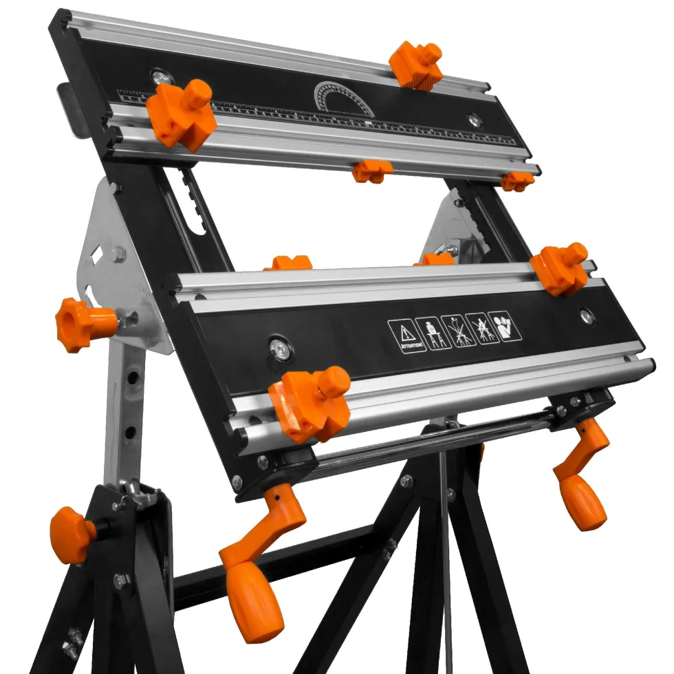 WEN WB2322T 24-Inch Height Adjustable Tilting Steel Portable Work Bench and Vise with 8 Sliding Clamps