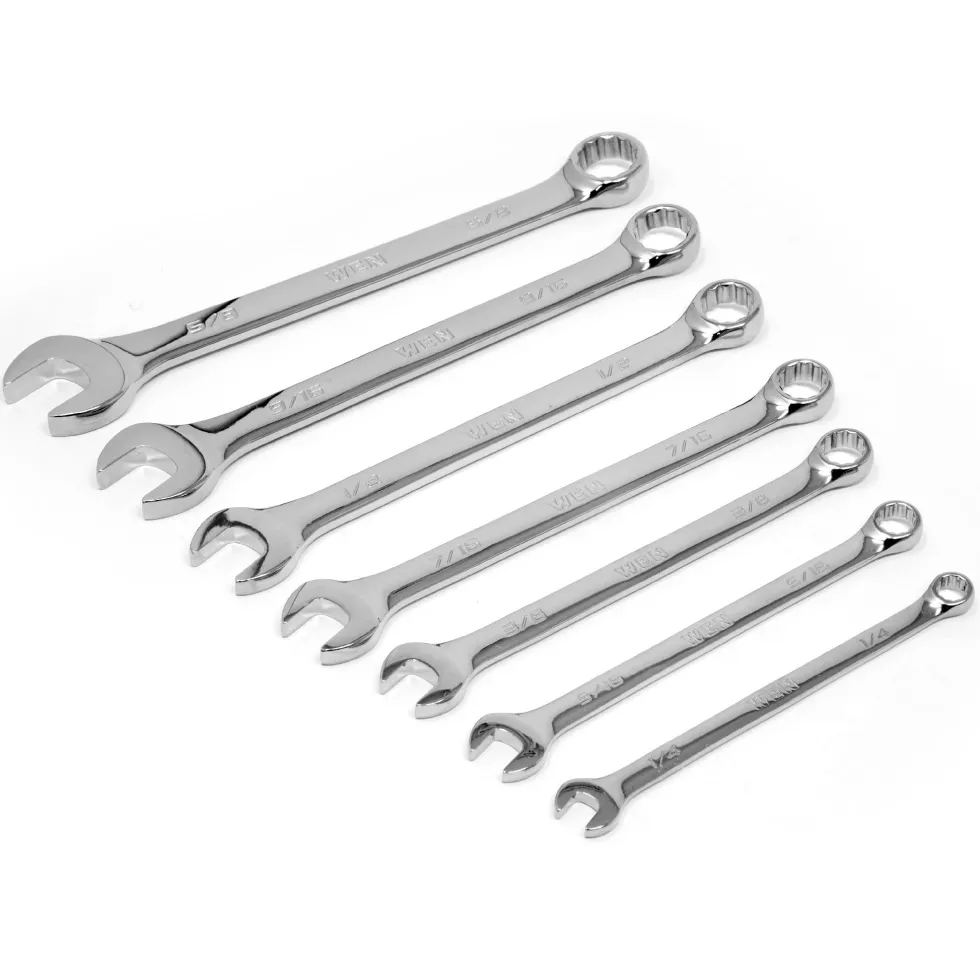 WEN WR130A 13-Piece Professional-Grade SAE Combination Wrench Set with Storage Rack
