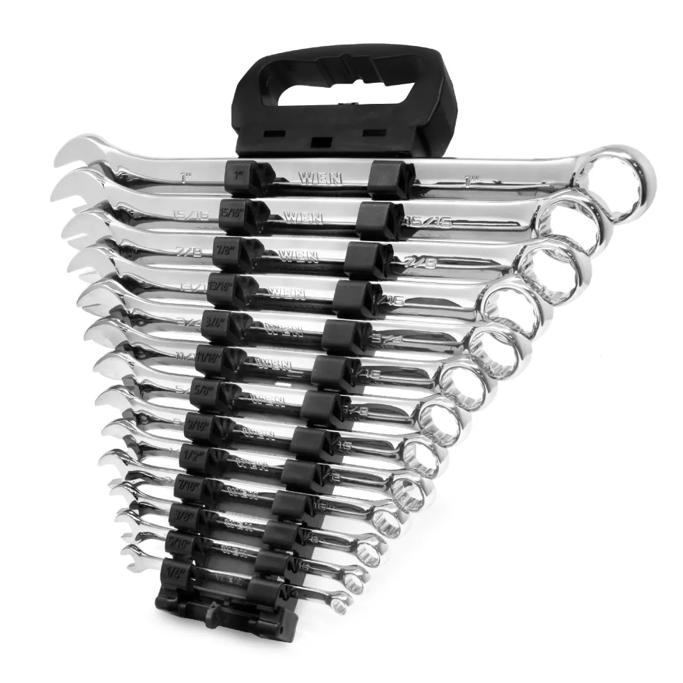 WEN WR130A 13-Piece Professional-Grade SAE Combination Wrench Set with Storage Rack