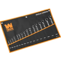 WEN WR160M 16-Piece Professional-Grade Metric Combination Wrench Set with Storage Pouch