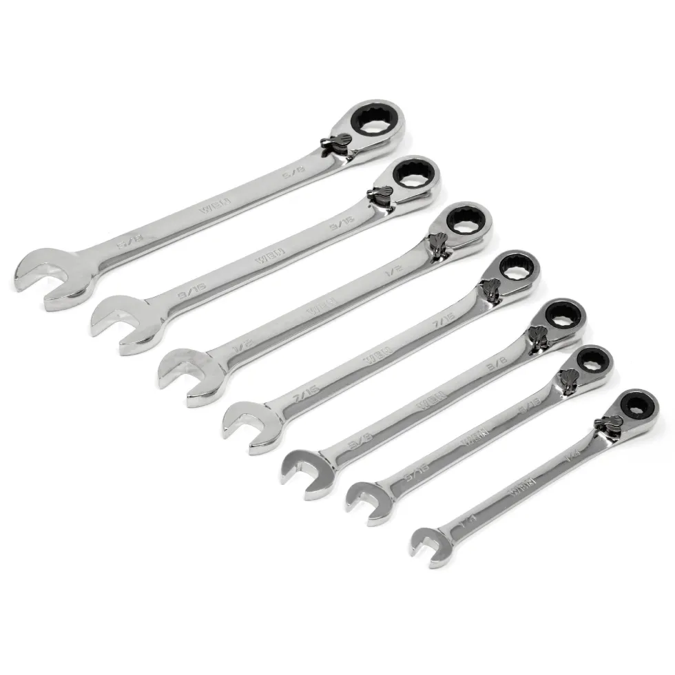 WEN WR132 13-Piece Professional-Grade Reversible Ratcheting SAE Combination Wrench Set with Storage Rack